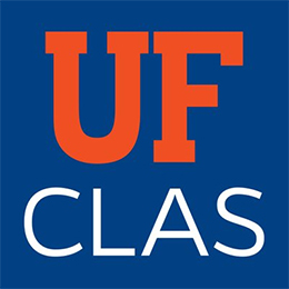 Orange letters "UF" over white letters "CLAS" on a blue background.